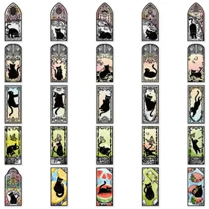 Cute black cat stickers Art Nouveau style waterproof decorative laptop luggage decals 50pcs