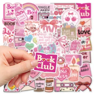 50pz adesivi rosa libro amore estetici carini impermeabili in vinile per laptop telefono