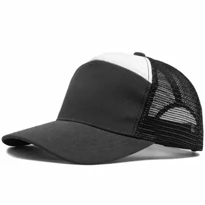 Dark grey and white mesh trucker hat breathable baseball cap for summer sun protection
