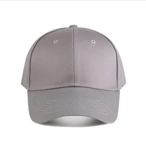 Casquette de baseball grise en coton unie, visière incurvée classique, chapeau unisexe.
