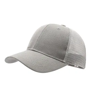 Grey children baseball mesh cap, breathable trucker hat for outdoor sun protection kids wear.
