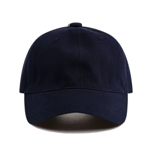 Casquette de baseball classique en coton bleu marine uni, chapeau décontracté réglable.