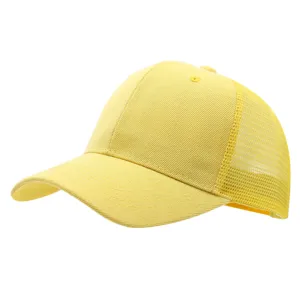 Kids yellow mesh baseball cap breathable outdoor trucker hat sun protection solid color