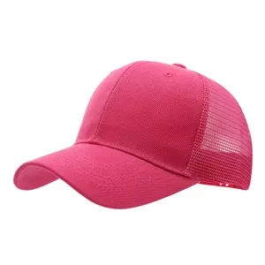 Kids Bright Pink Mesh Baseball Hat Breathable Outdoor Sunshade Cap Summer Sports Cap
