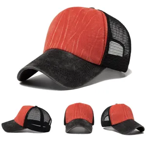 Vintage Washed Cotton Mesh Baseball Cap Men Women Breathable Trucker Hat Adjustable Outdoor Sports Snapback Hat