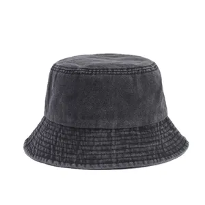 Washed cotton denim bucket hat for outdoor sun protection casual wear fishing hat