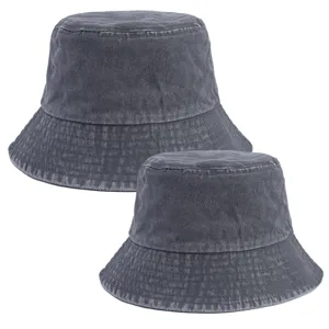 Parent-child denim bucket hat casual washed cotton sun hat outdoor travel fishing cap