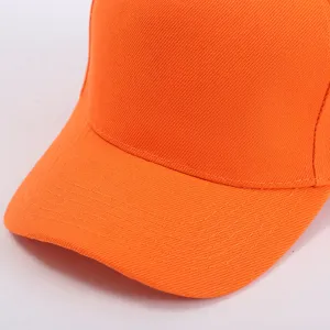Gorra de béisbol naranja lisa sarga de algodón visera curva sombrero de sol detalle