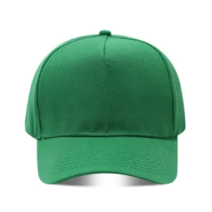 Gorra de béisbol verde lisa de 5 paneles, gorra en blanco para bordar, sombrero de sol.