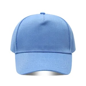 Gorra de béisbol azul claro de 5 paneles, algodón de calidad, sombrero casual para sol.