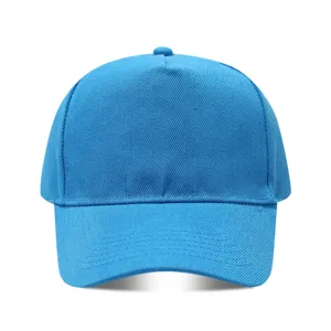 Gorra de béisbol azul lisa de 5 paneles para hombres y mujeres, sombrero de sol clásico.