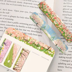 Magnetic bookmarks set scenic oil painting flower book page clips reading markers 5pcs