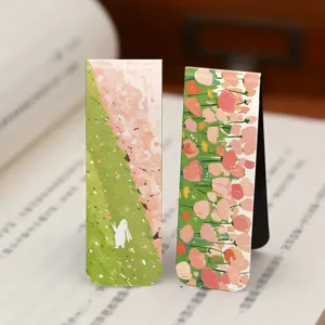 Ins style magnetic bookmark oil painting landscape design cute book page marker clips for reading