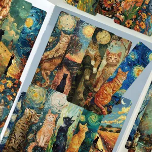 Artistic cat bookmarks set of 30 pieces, oil painting style paper reading markers for books.