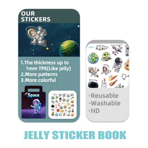 Space theme jelly sticker book details, 1mm TPE reusable and washable educational kids toy.
