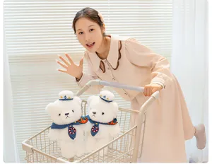 Cute sailor plush bear toy soft stuffed animal pillow for kids companion doll room decor