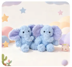 Ensemble de peluches éléphant bleu mignon, poupée en peluche douce pour décoration.