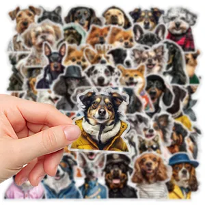 Cute funny dog portraits stickers set, transparent PET decal for phone case decoration.