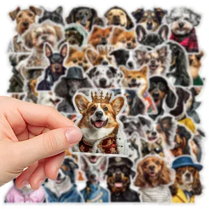 Cute cartoon dog portraits sticker detail showcasing various funny puppy designs for phone cases.