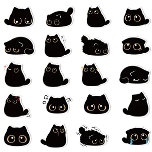 Mignons autocollants chat noir impermeable DIY pour coque de telephone tasse 40pcs
