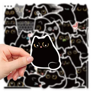 Adorables autocollants de chats noirs, stickers de chatons mignons pour carnet et telephone DIY.