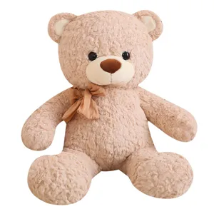 Simpatico orsacchiotto di peluche marrone con fiocco,morbido peluche bambola per regalo.