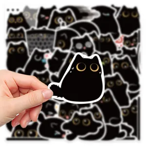 40 pcs mignons autocollants de chat noir étanches DIY autocollants pour coque de téléphone