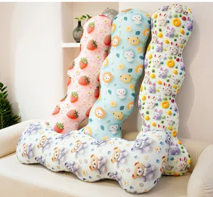 Cool ice silk long body pillow cute cartoon print side sleeping leg pillow for bedroom sofa
