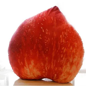 Cuscino in peluche di frutta 3D simulato, cuscino morbido con stampa realistica di fragola o pesca.