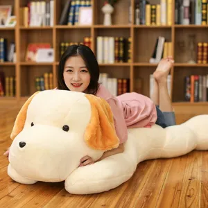 Giant stuffed dog plush toy, soft hugging pillow for girls, cute cartoon animal doll decor.