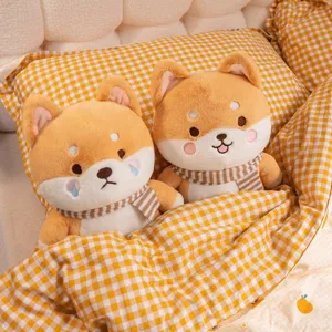 Cute Shiba Inu plush toys with cute scarves, soft stuffed dog pillows for kids and gifts.