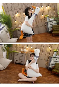 Simpatica oca bianca gigante in peluche con collo lungo cigno bambola morbido cuscino