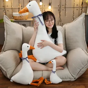 Simpatico Grande Oca Bianca Giocattolo di Peluche Morbido Bambola Animale Imbottito Cuscino d'Oca a Collo Lungo Regalo