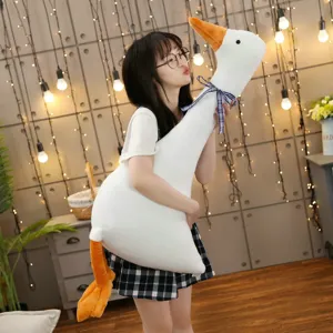 Simpatica oca bianca di peluche morbido cuscino lungo collo bambola regalo per bambini