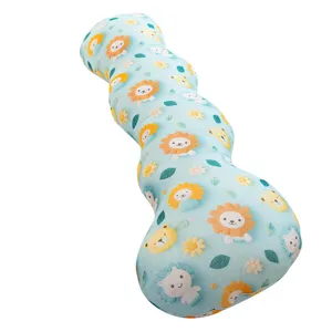 Cool ice silk long body pillow for side sleeping, comfortable curved leg cushion design.