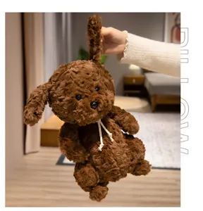 Lindo juguete de peluche de cachorro rizado marron almohada animal de peluche regalo para ninos