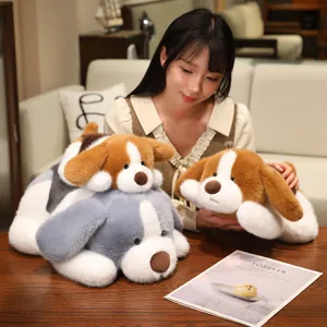 Cute lying dog plush toy weighted puppy soft stuffed animal companion gift for kids