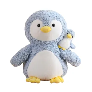 Cute mother and baby penguin plush toy soft stuffed animal doll for kids comforting sleeping