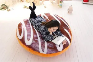 Giant chocolate donut throw pillow soft plush cushion floor seat for home office nap gift
