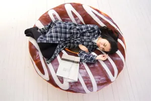 Giant donut plush pillow cushion soft chocolate stuffed toy for home office nap sleep relaxation