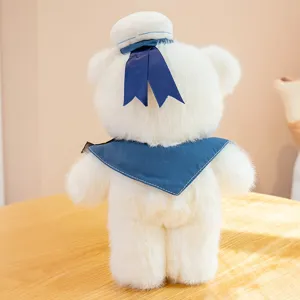 Cute small sailor bear plush toy stuffed animal soft doll for kids bedtime companion.