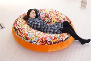 Giant donut floor cushion plush bean bag pillow soft cute chocolate stuffed nap toy for room decor