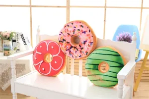 Cute plush donut pillow soft cushion creative food shape toy for home office sofa decor gift
