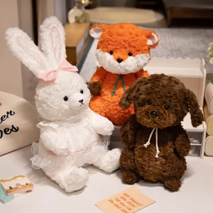 Conjunto de juguetes de peluche lindos, muñeca suave de conejo zorro perro para niños.