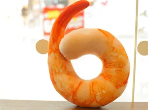 Cojin de cuello en peluche en forma de camaron suave para viaje detalle del producto