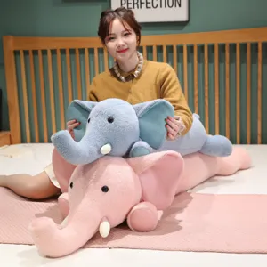 Peluche elefante cuscino lungo, morbido animale di peluche per camera bambini decoro.