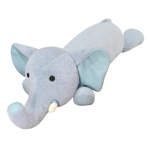 Cuscino in peluche elefante blu, morbido giocattolo imbottito per bambini che dormono.