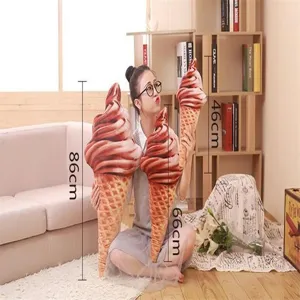 Almohada de felpa con forma de cono de helado simulación creativa suave bonita muñeca hogar