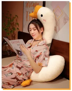 Lindo cojin de peluche de ganso blanco grande juguete de peluche suave cojin de abrazo para cama