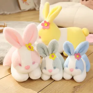 Cute colorful bunny plush toy soft crawling rabbit doll for kids gift claw machine party